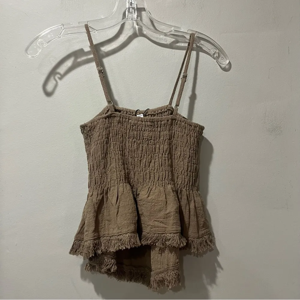 NEW MIOU MUSE tank top Spaghetti Strap Beige Size Small Rouged Tan - Image 9