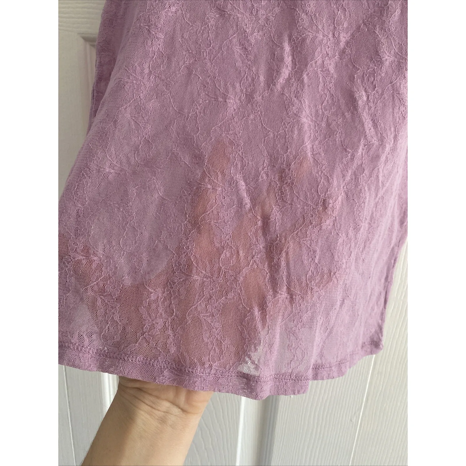 Gap Women's Medium Y2K Purple Lace Sheer Top Etherial Feminine Whimsy Fairy Fest - Image 4