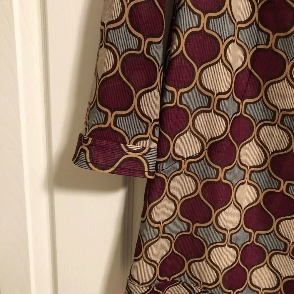 TORY BURCH Abstract Pattern Long Sleeve Dress Size 4 - Image 5