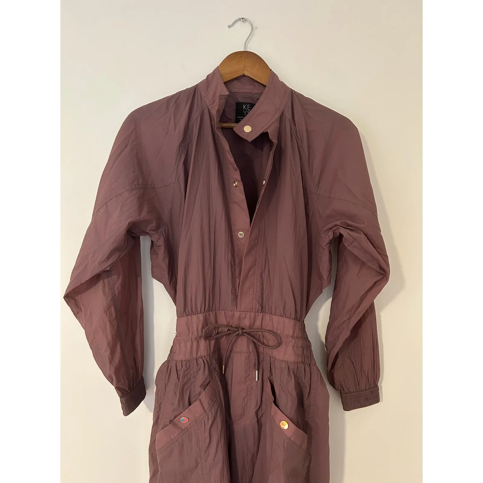 Athleta Alicia Keys Utility Windbreaker Jumpsuit Purple Mauve Cocoa EUC 4 Open - Image 4