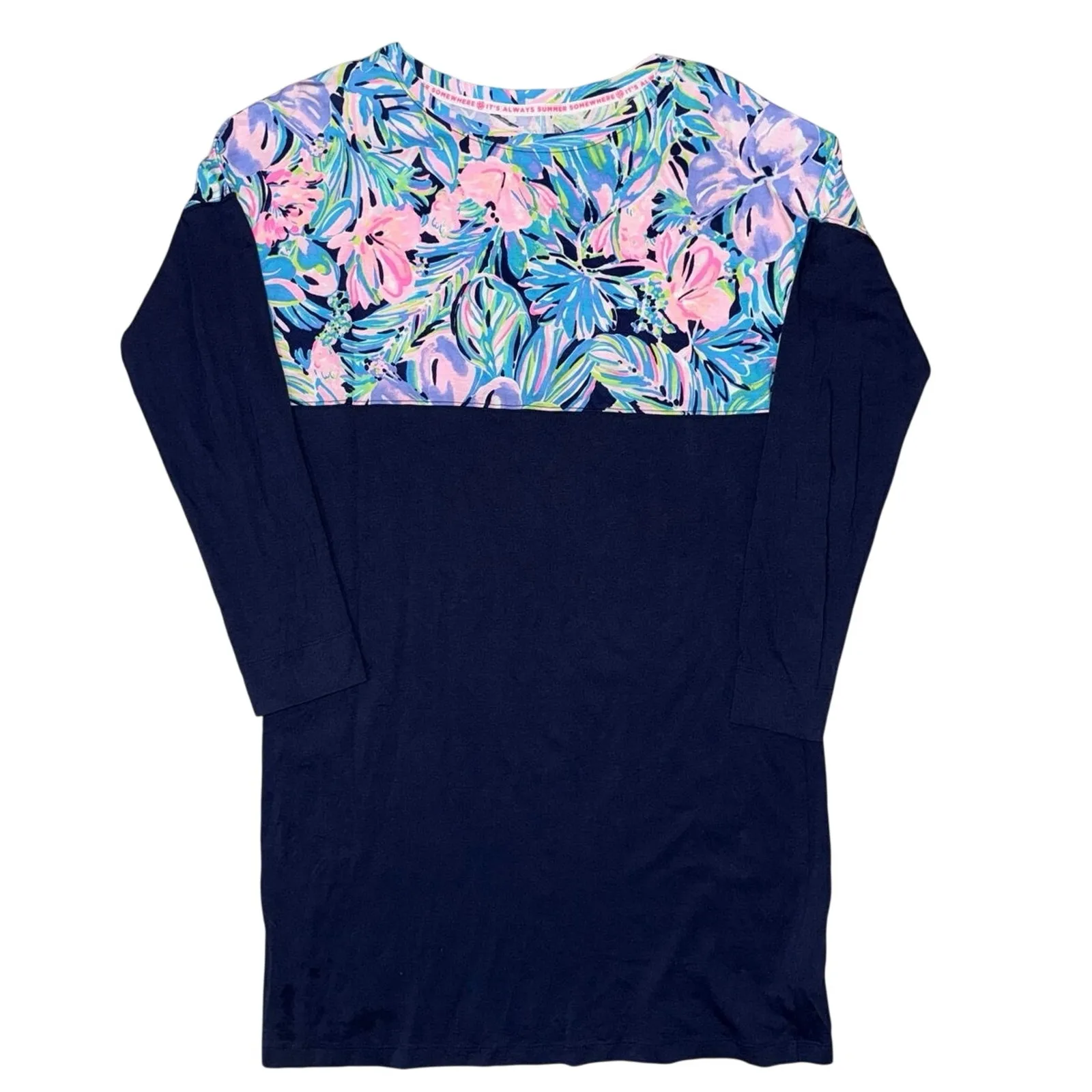 LILLY PULITZER Women's Finn Shirt Dress nwot size medium navy Bermudaful floral - Image 3