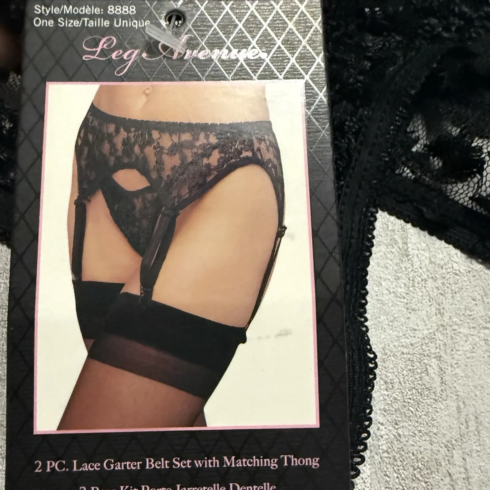 Leg Avenue Lace Floral Garter‎ Belt w/ Straps Black Adjustable One Size OS New - Image 2