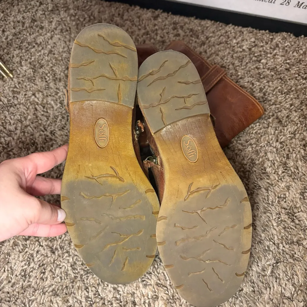 Brown Leather Sofft Slouch Boots | 7.5M Size undefined - Image 7