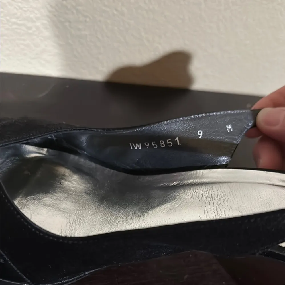 Stuart Weitzman size 9 Black Satin Strap Slingback Heels - Image 6