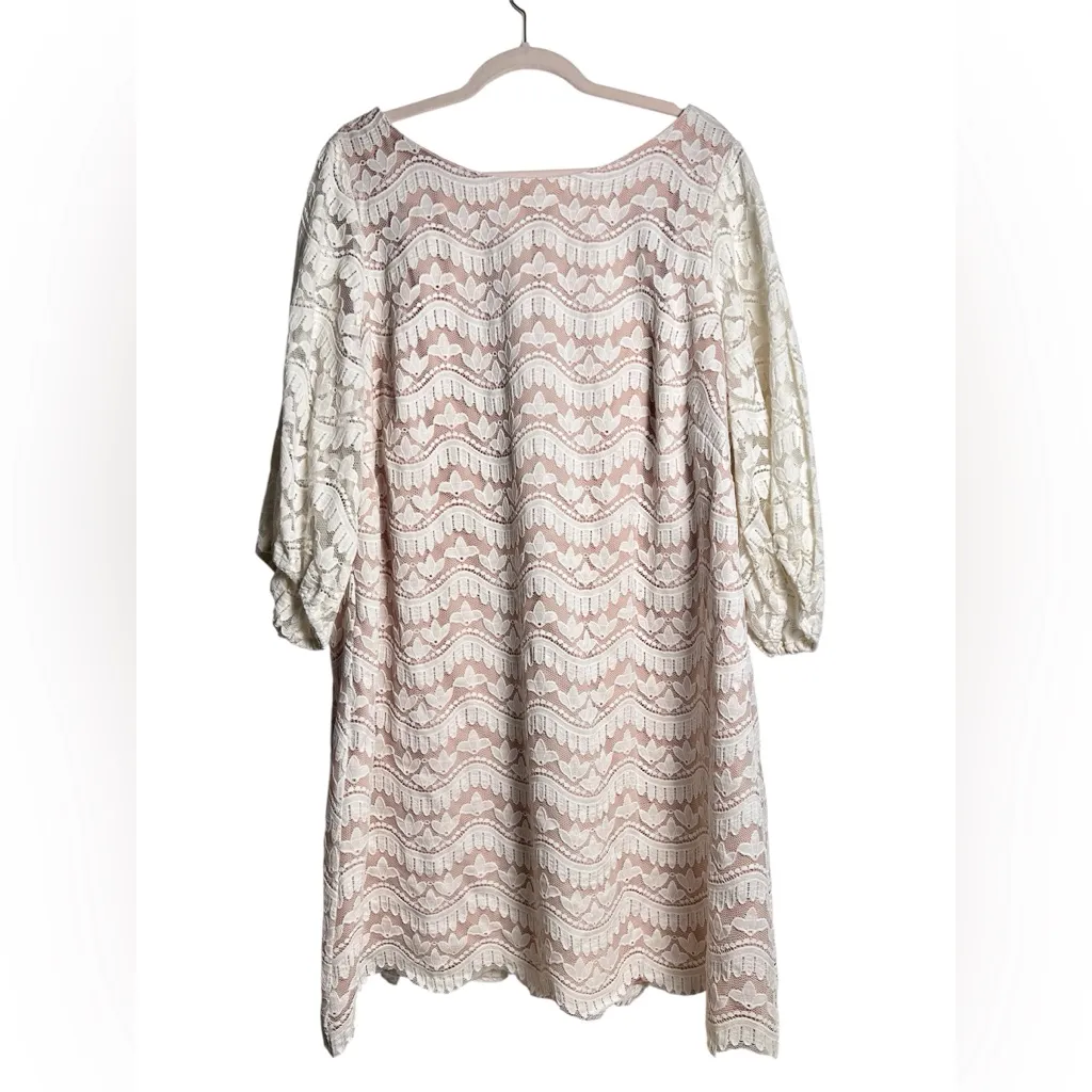 Eliza J Ivory‎ Floral Lace Shift Dress 20W Mini Cocktail Party Wedding Guest - Image 3