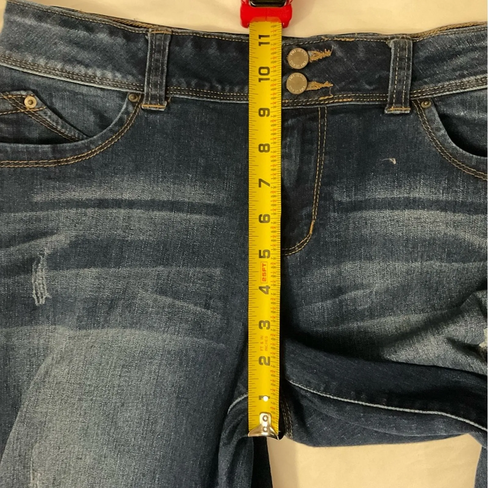 YMI WannaBettaButt Juniors Distressed Blue Jeans 15 Capri Denim Casual Boho - Image 6