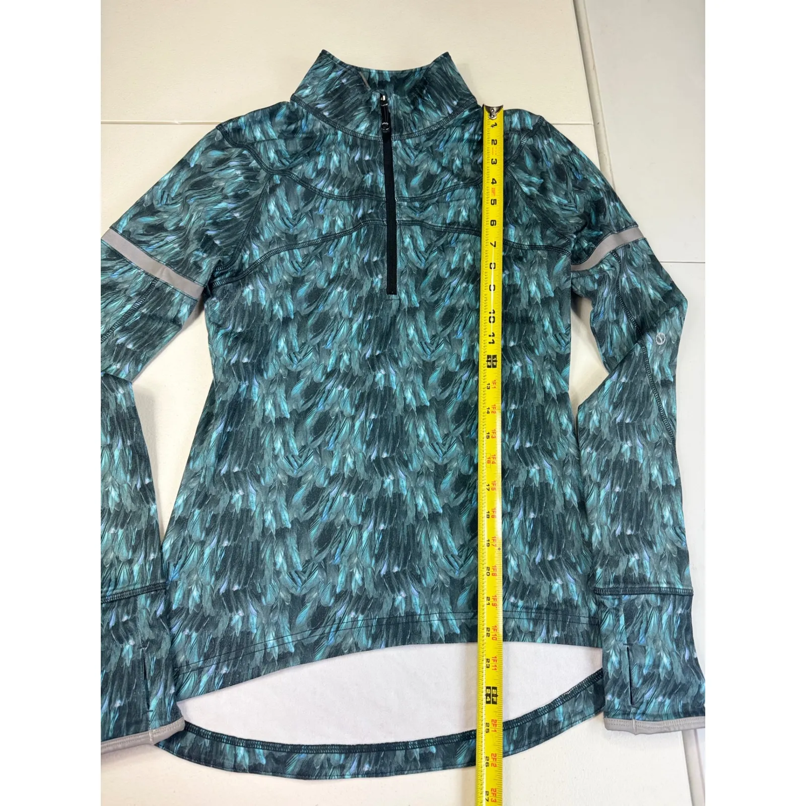 Shape Activewear Half Zip Pullover Athletic Top Long Sleeve Blue Feather s - Image 4