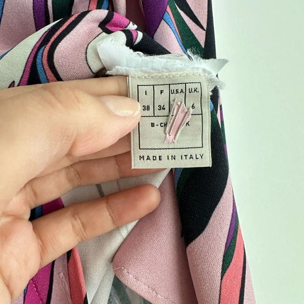 Emilio Pucci Blouse Womens 2 Pink Abstract Printed Long Sleeve Button Down Top - Image 11