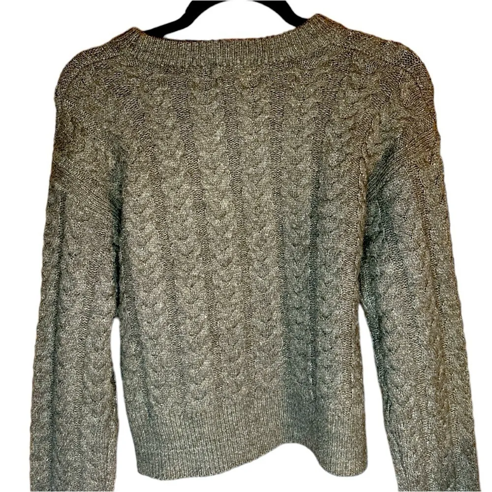 Ashley by 26 International Vintage Green Cropped Cable Knit Long Sleeve Sweater - Image 4