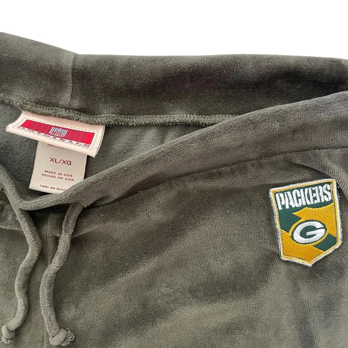 Y2K Vintage Green Bay Packers Sweatpants Low Rise Velour Velvet Women's Size XL - Image 5