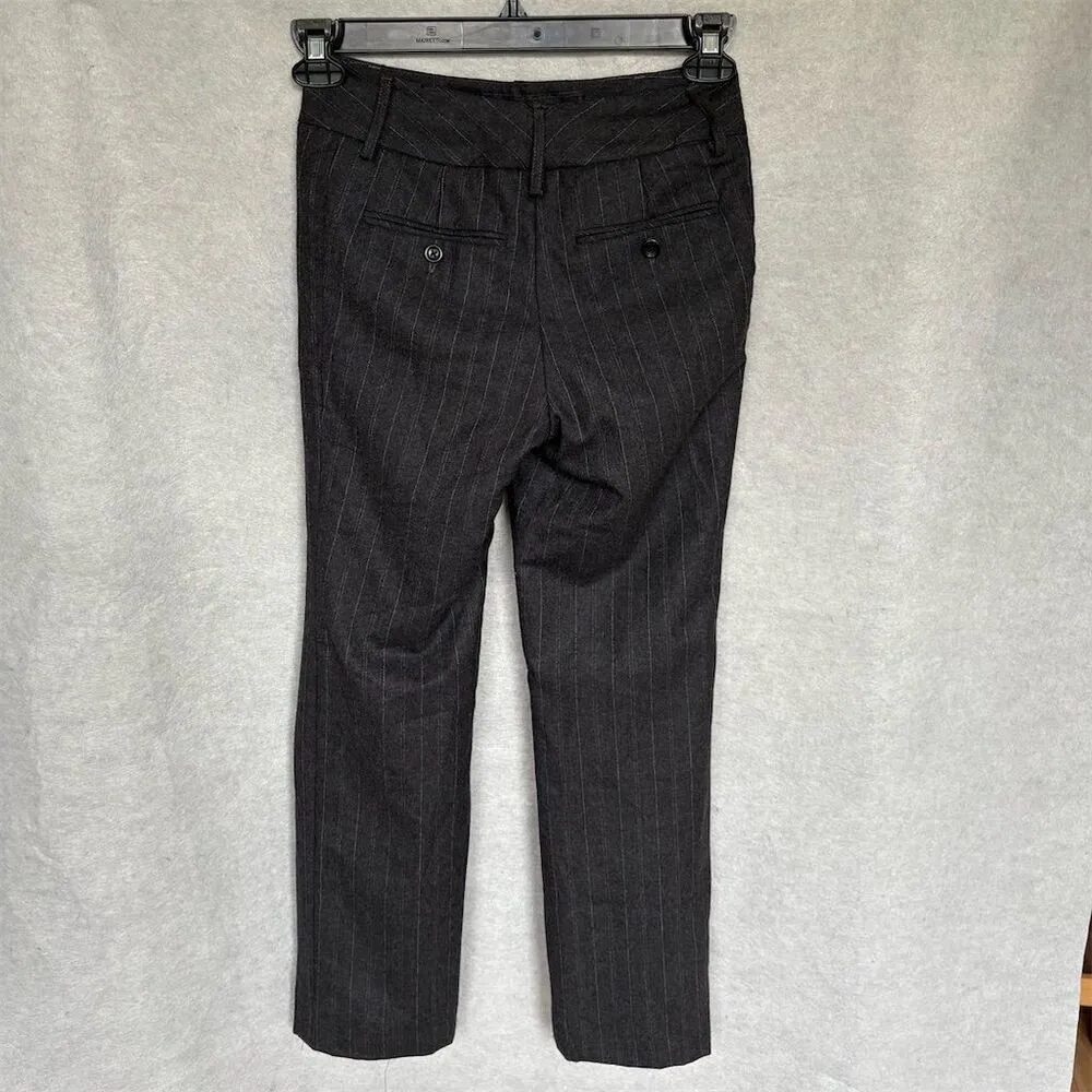 Ann Taylor Women's Gray Pinstripe Wool Dress Pants Size 4 Business - Image 3