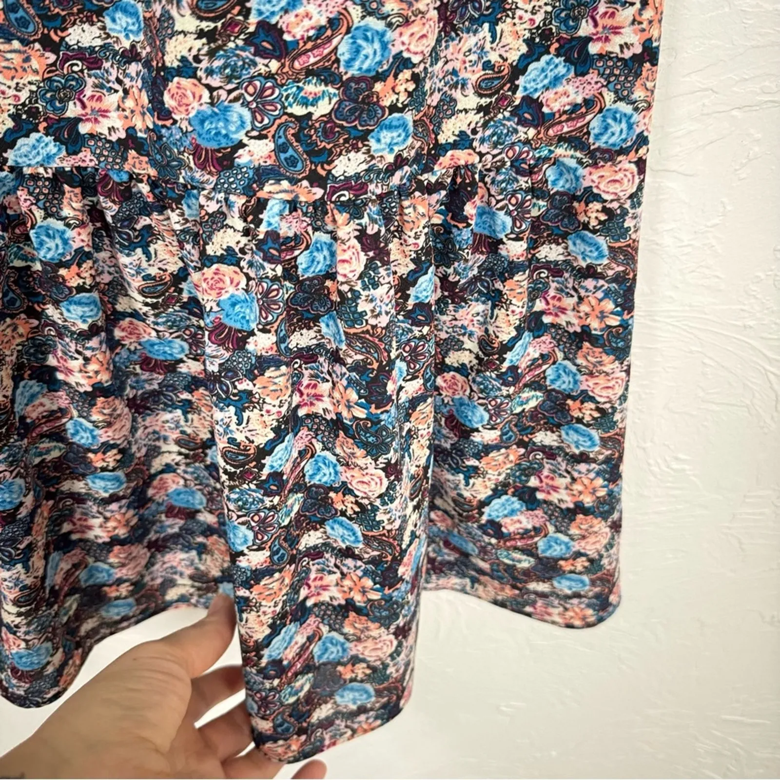 J Crew Black Floral Mini Dress Womens 4 Peplum Long Sleeve Fall Boho Romantic - Image 6