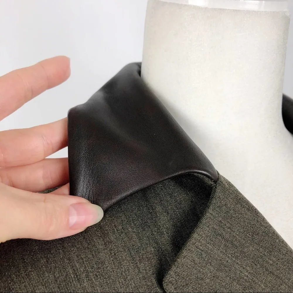 Vintage Jenne Maag Equestrian Wool Blend Blazer with Leather Trim Small - Image 4