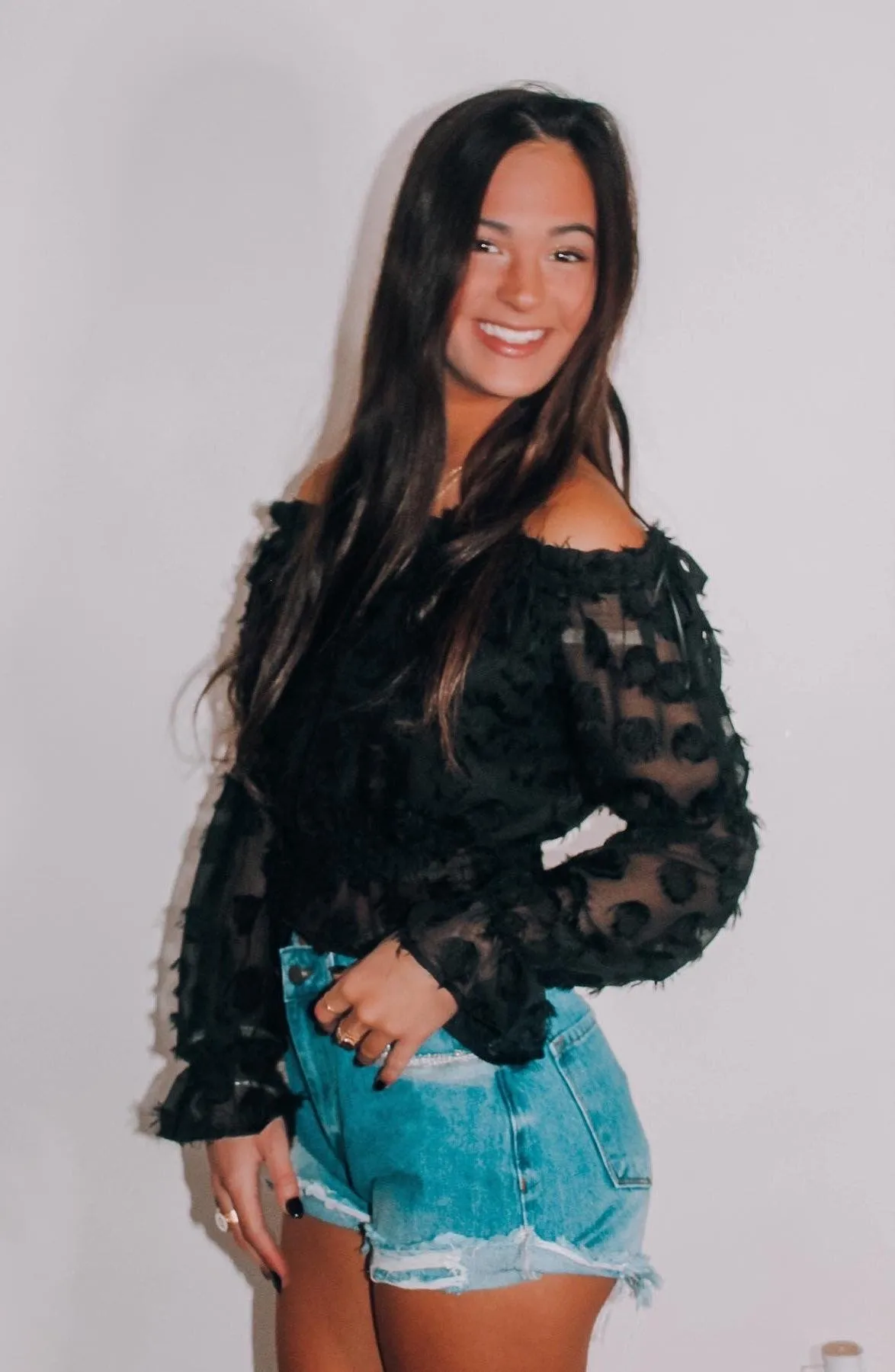 Crescent Sheer Sleeve Top - Image 2