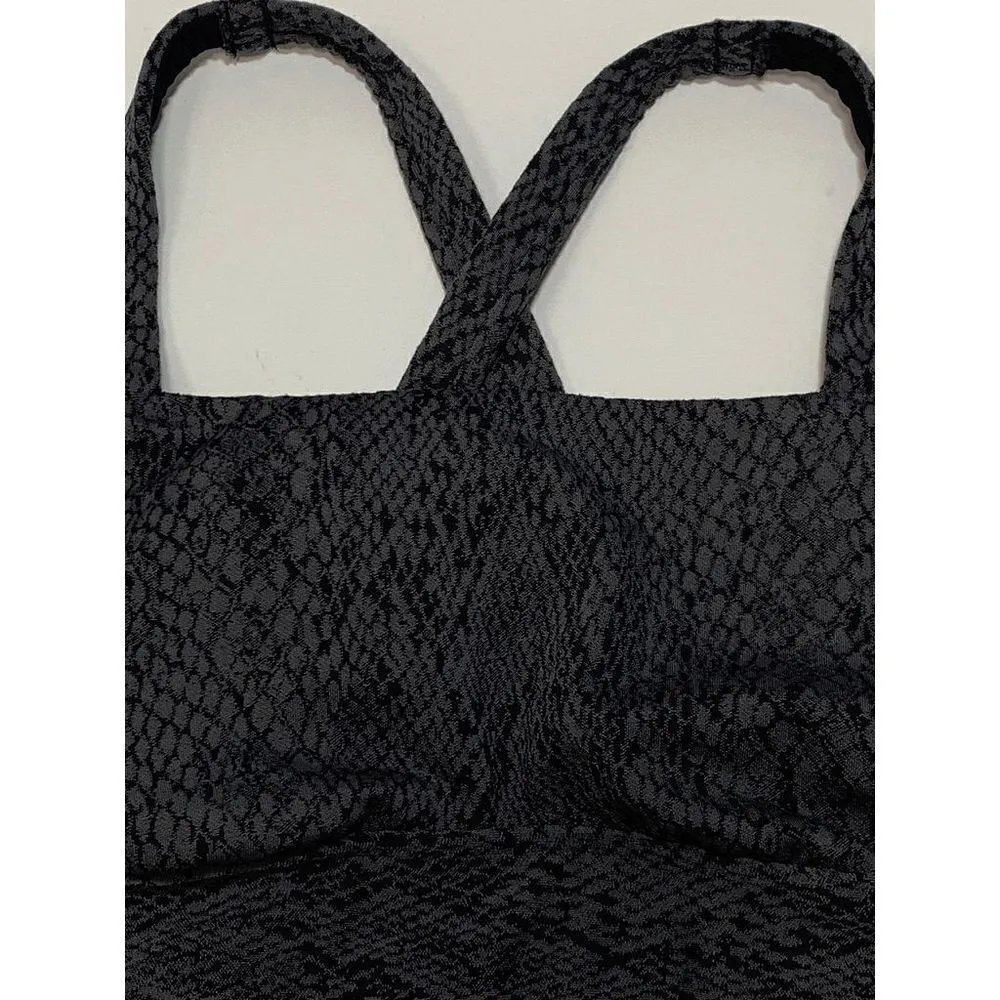 All in Motion Women’s Sports Bra Jacquard Snakeskin Black Gray Size Medium - Image 3