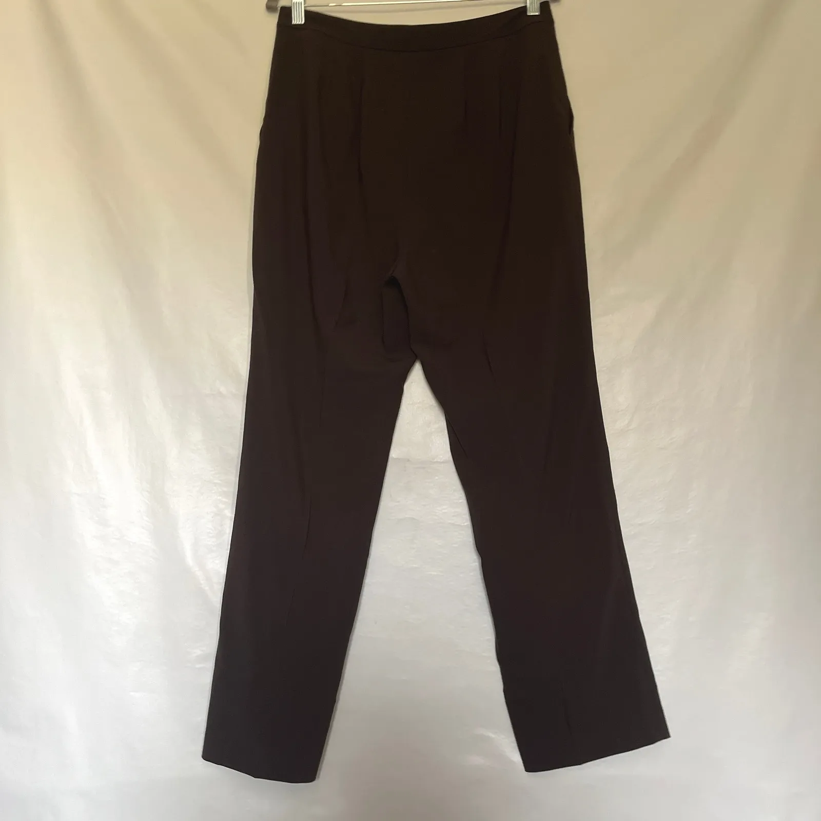 Ellen Tracy Wool Wide Leg Dress Womens Pants Sz 10 Brown Career Capsule Fall - Image 5
