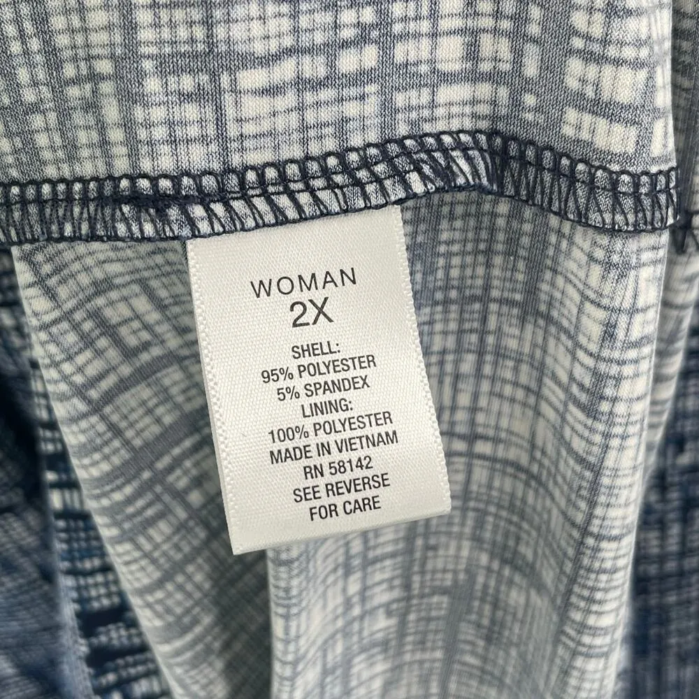 ROZ & ALI Jumpsuit Woman 2X Blue Print Sleeveless Stretch Keyhole Tie Waist - Image 16