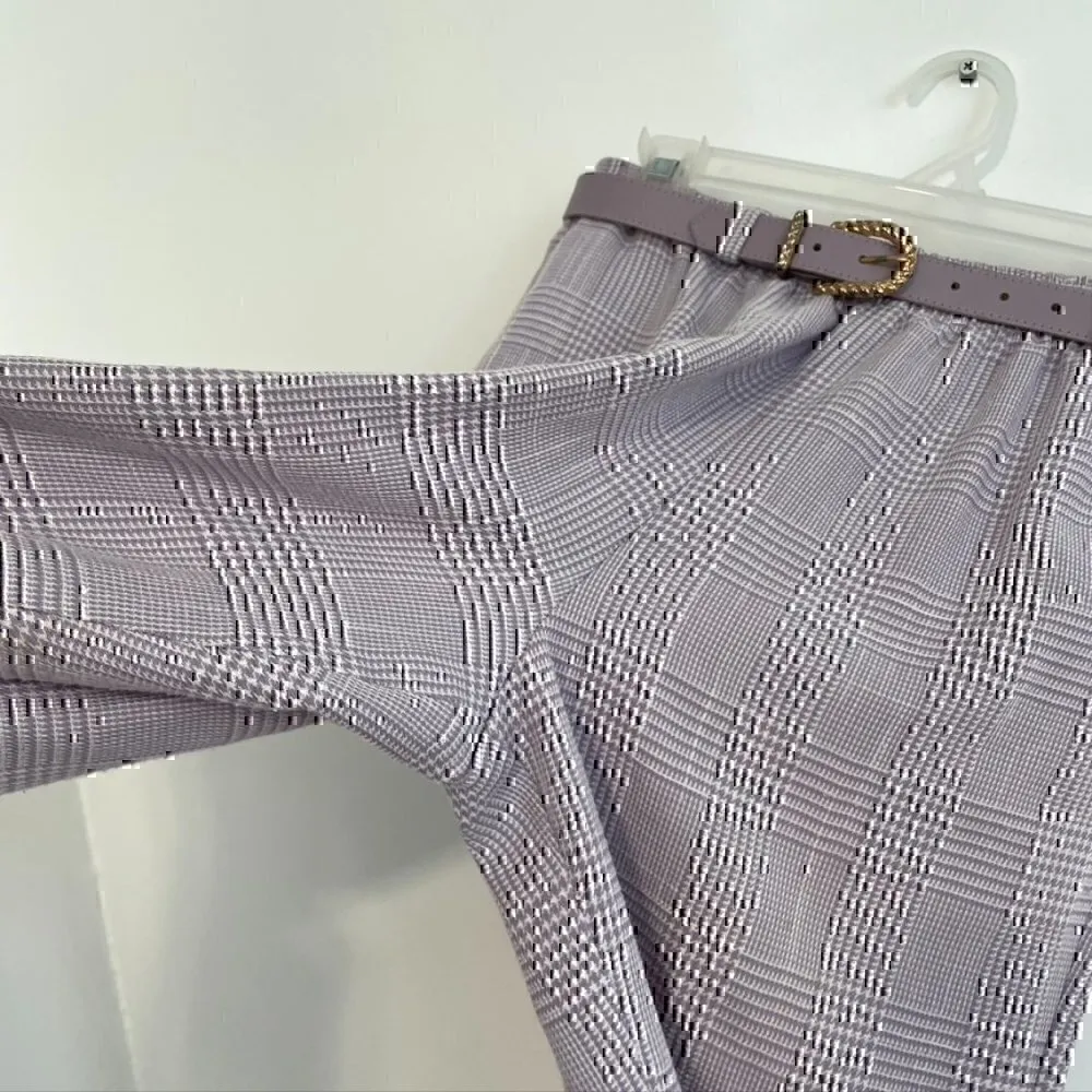 VINTAGE ALFRED DUNNER Lilac Lavender Purple White Plaid Pull On Trousers Pants Size 10 - Image 6
