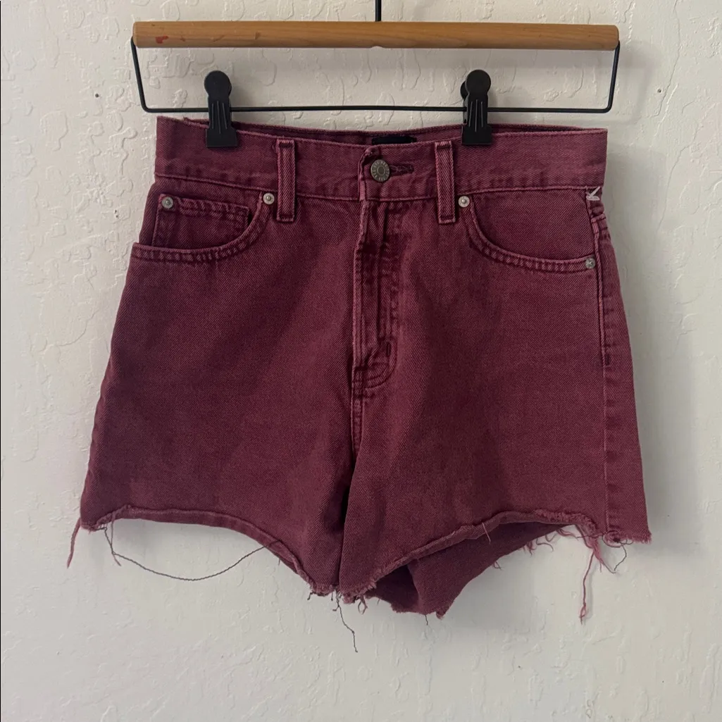 BDG Purple Red Pink A Line Shorts Denim Frayed Hems Size 26 - Image 2