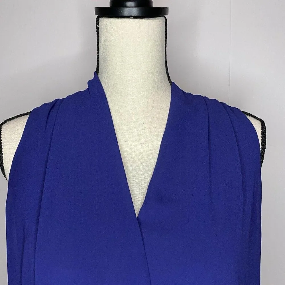 Naked Zebra Sz Small Navy Wrap Style Blouse V-Neck - Image 2