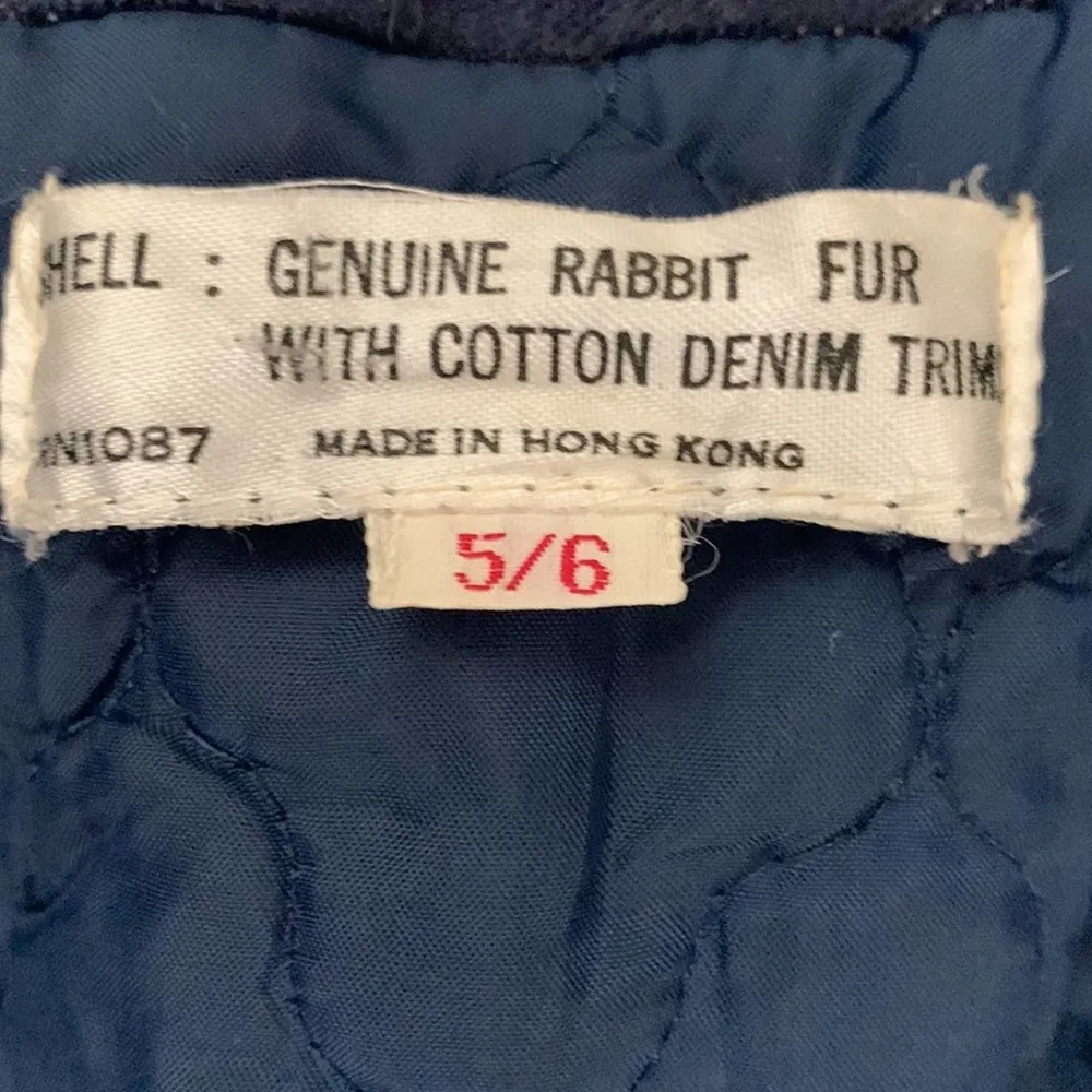 Vintage 70s Bullock's Wilshire Denim Rabbit Fur Belted Penny Lane Coat Size undefined - Image 5