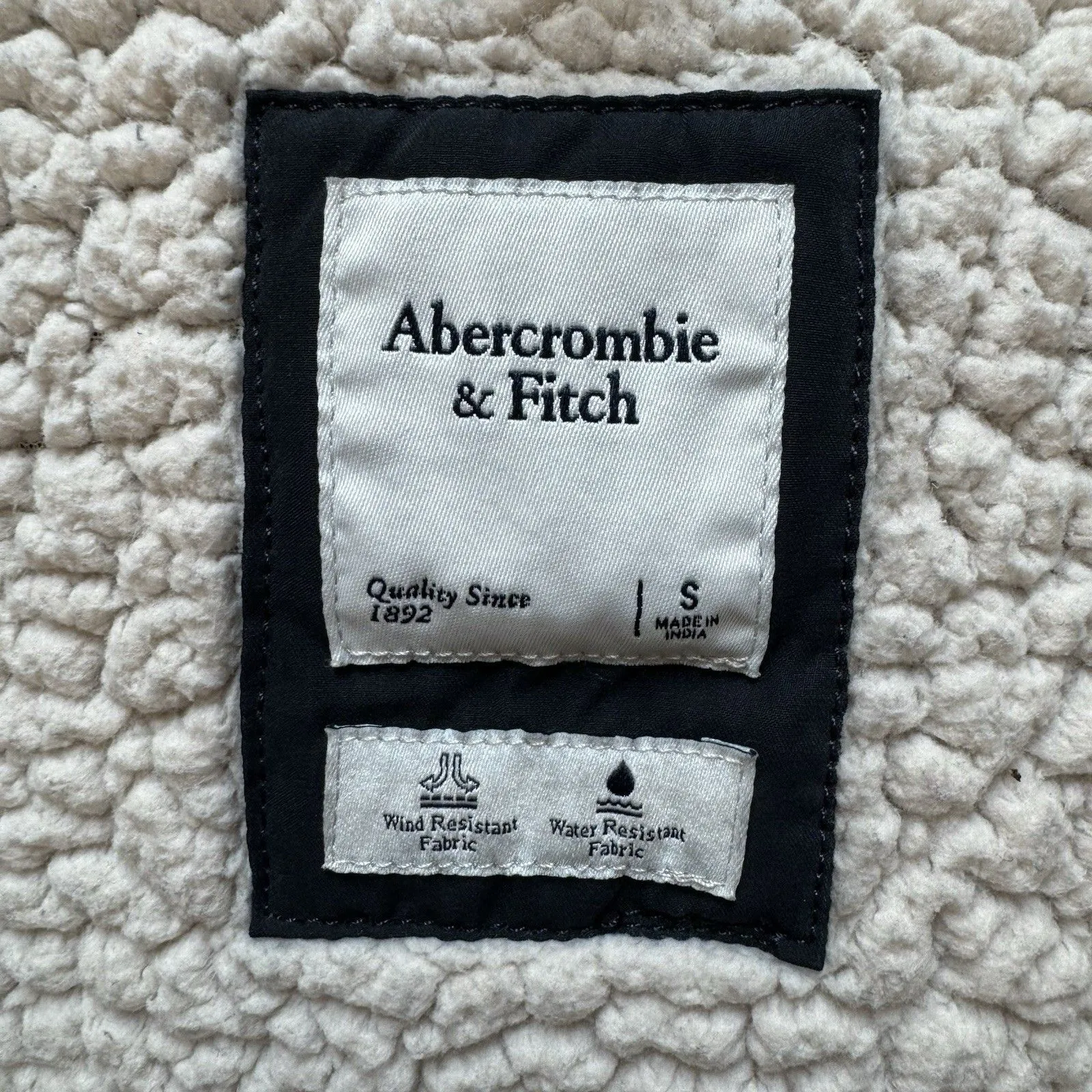 Abercrombie & Fitch Black Military Parka Sherpa-Lined Hooded Small *no Fur Trim* - Image 4