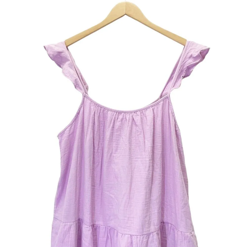 NWT J. Crew Ruffle Strap Gauze Tiered Long Summer Maxi Dress Lilac Size XL NEW - Image 6