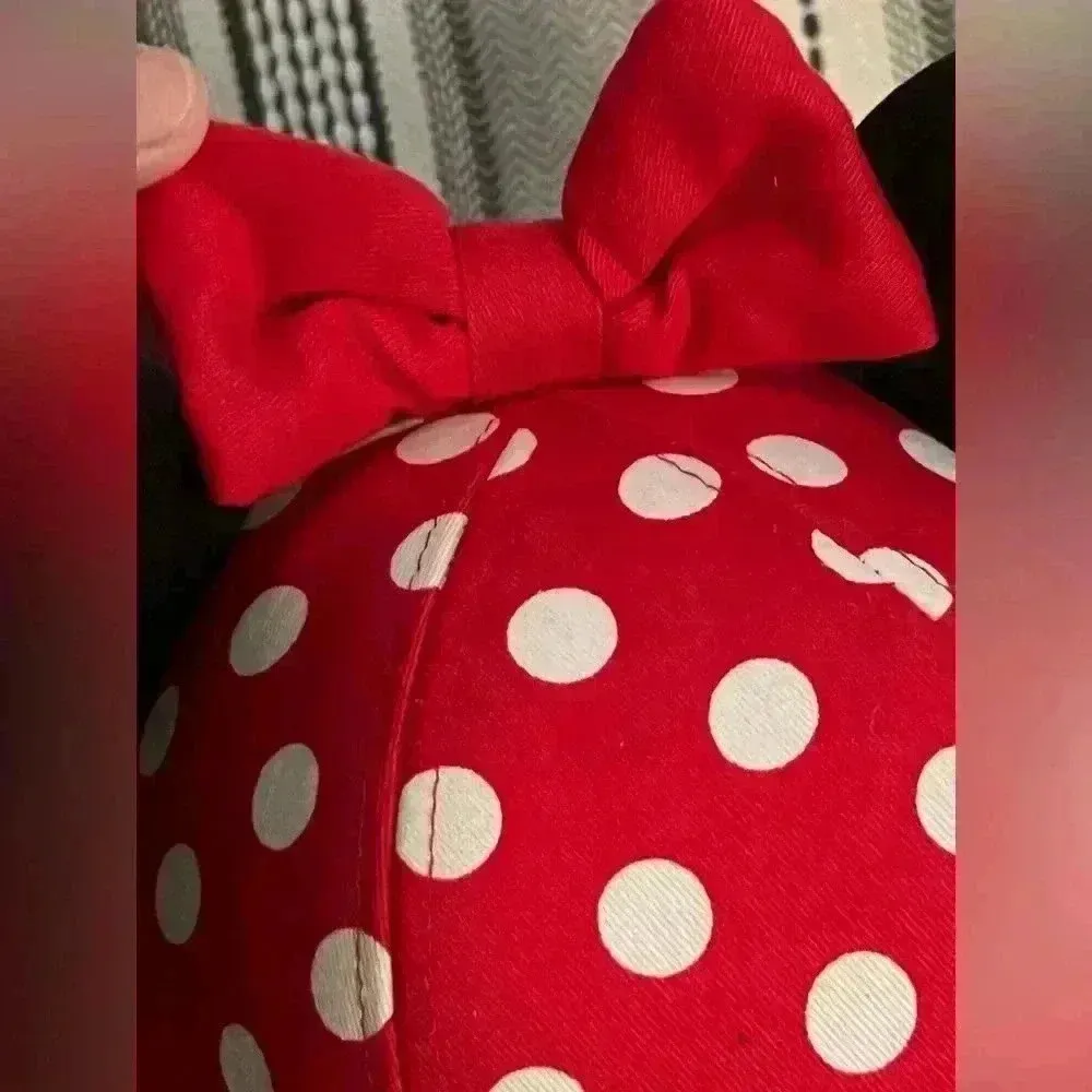 Minnie Mouse Ears Hat Disney Parks Baseball Cotton Polka Dot Red - Image 6