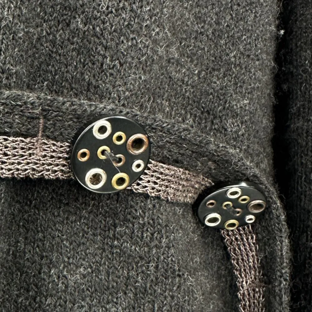 Crea Concept | L | Alpaca Wool Shawl Collar Asymmetric Hem Cardigan Sweater Brown Size L - Image 7