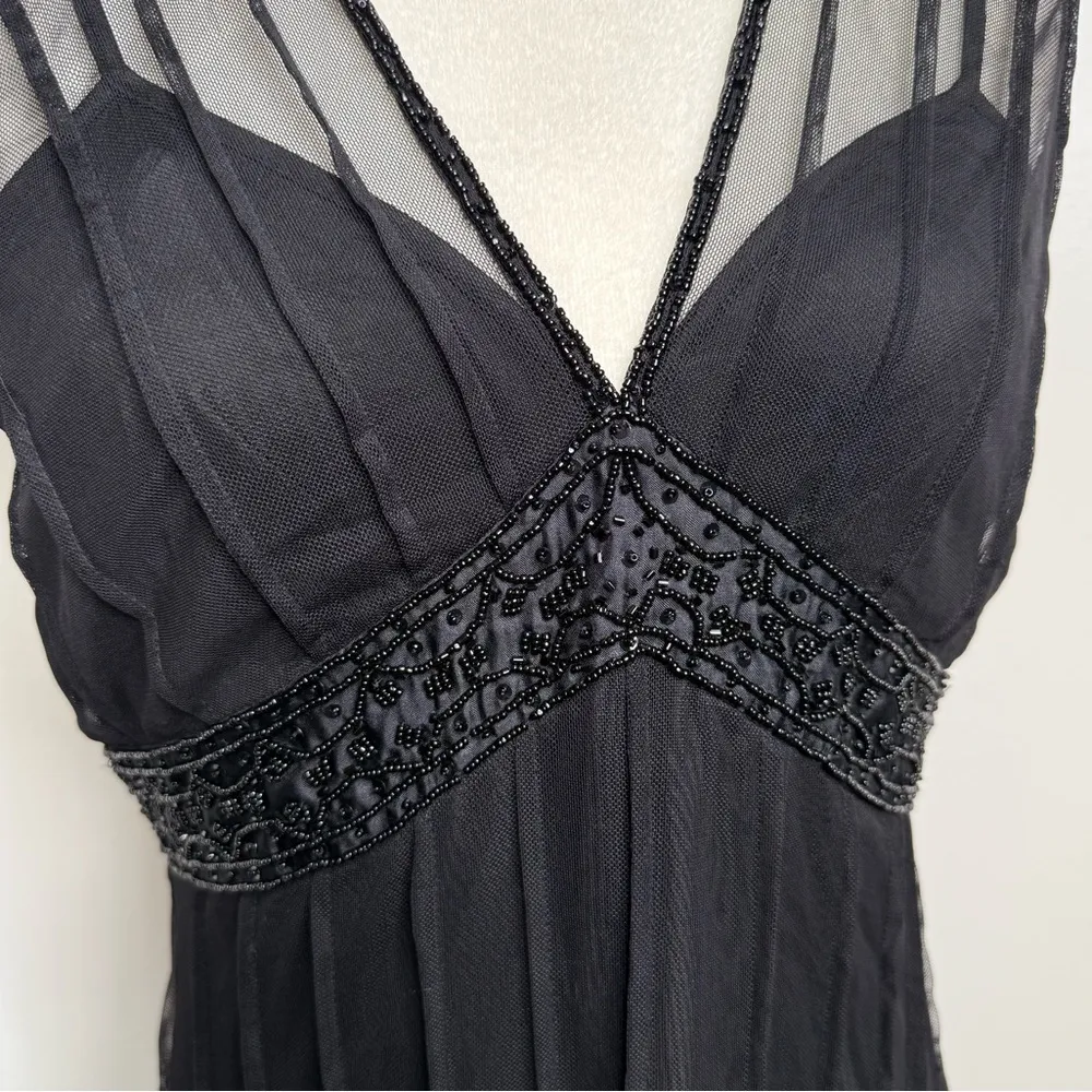 Mixit Black Midi Dress Beaded Sheer Panels Women’s Size 8 LBD Cocktail Dancing - Image 8