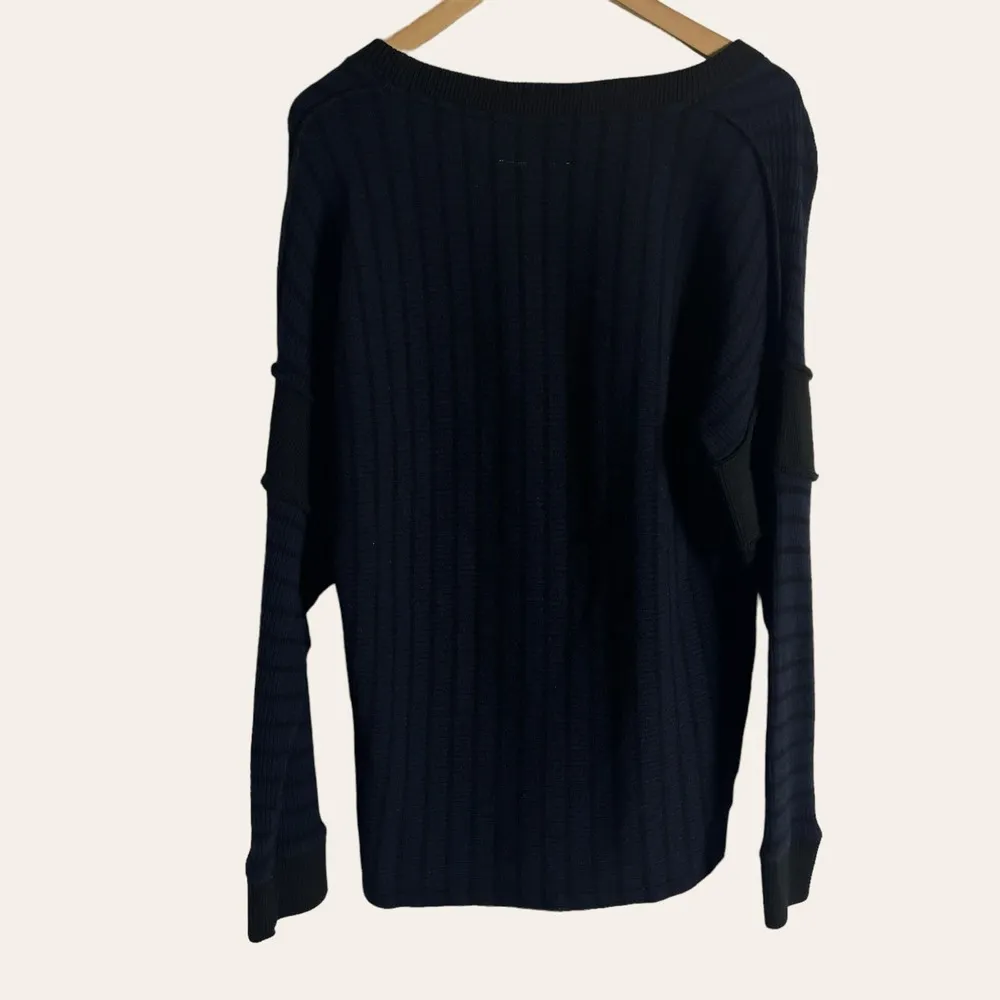 Maison Margiela Long Sleeve Navy Ribbed Oversized Crewneck Knit Sweater Size XS - Image 14