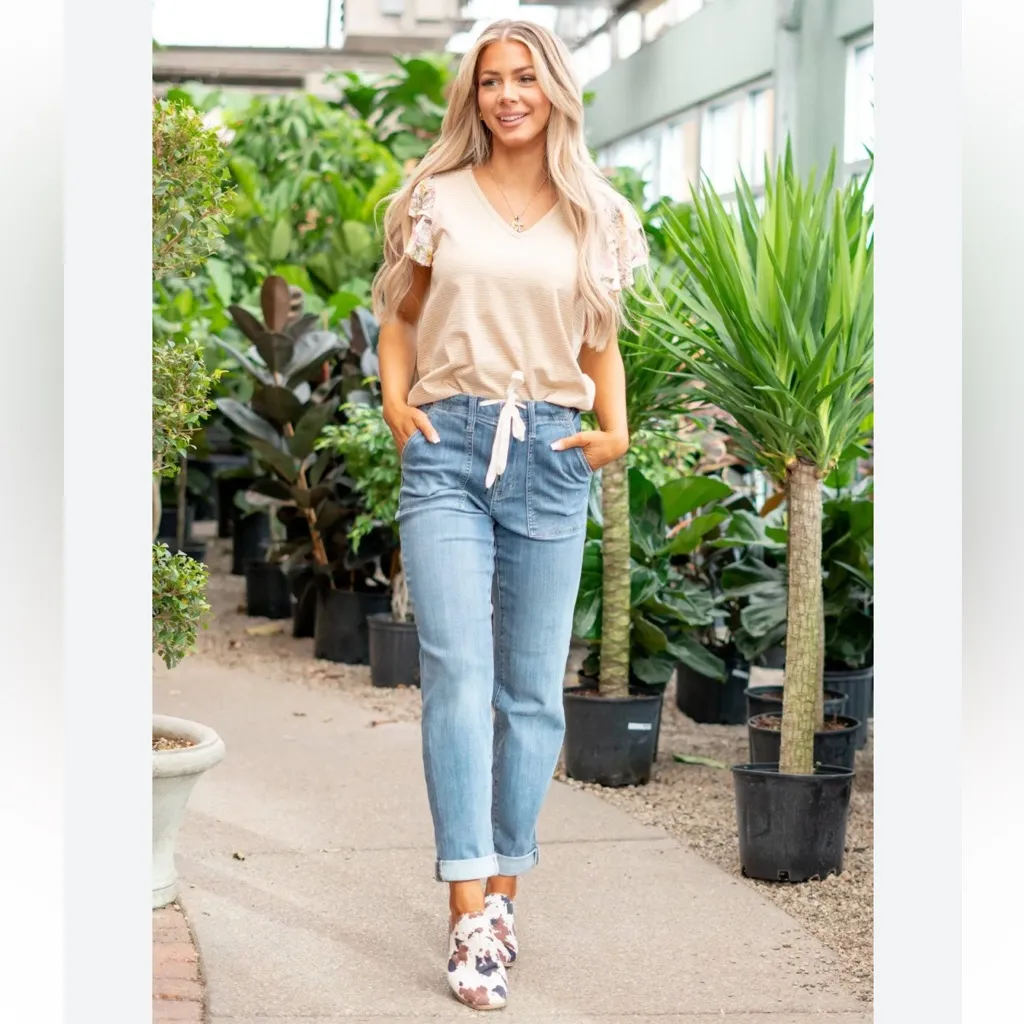 Judy Blue Women's High Waist Pull On Drawstring Clearwater Jogger Jeans Sz 13 31 - Image 2