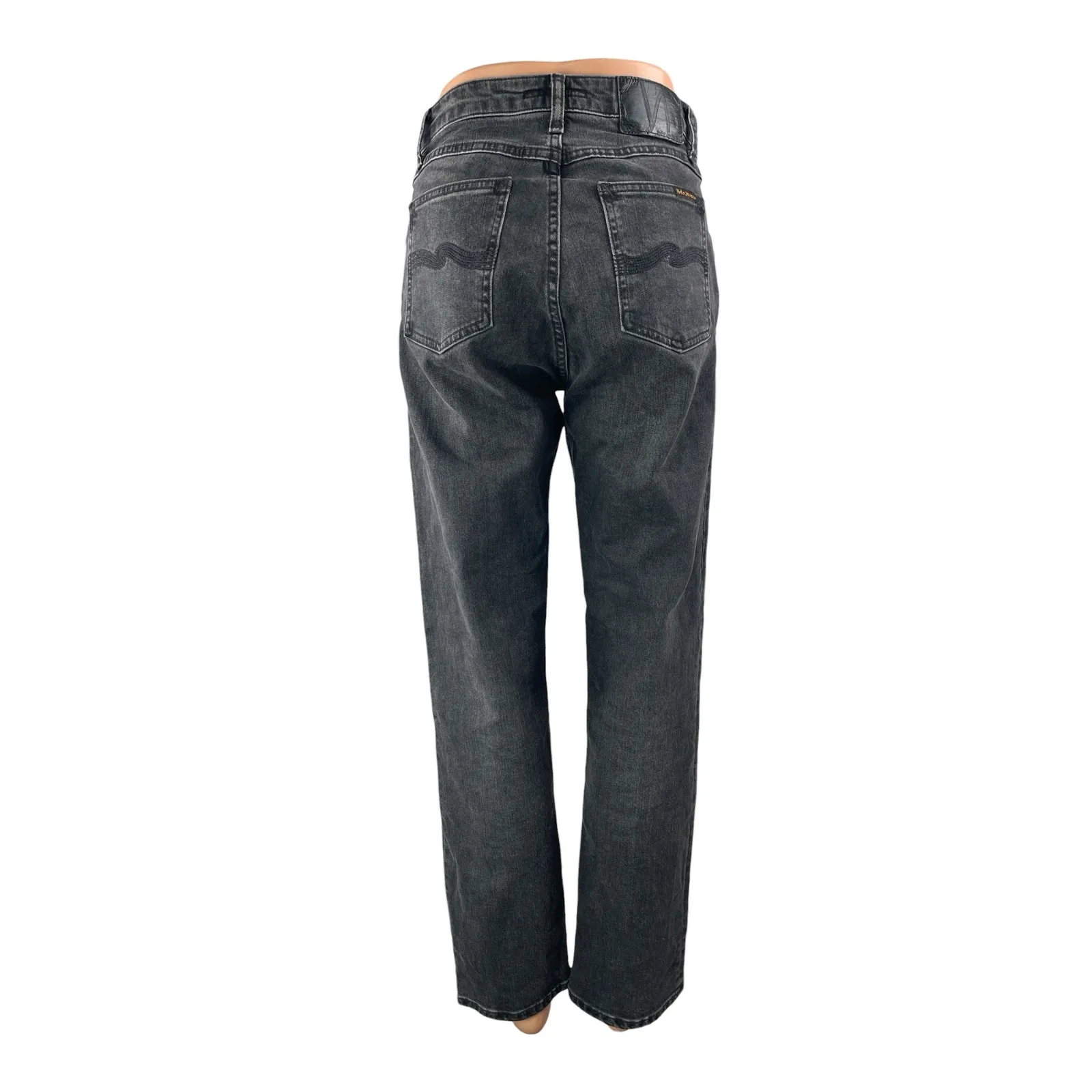 Nudie Women's Gray High Rise Girlfirend Straight Wide Leg Jeans Pants Size 27 Black - Image 2