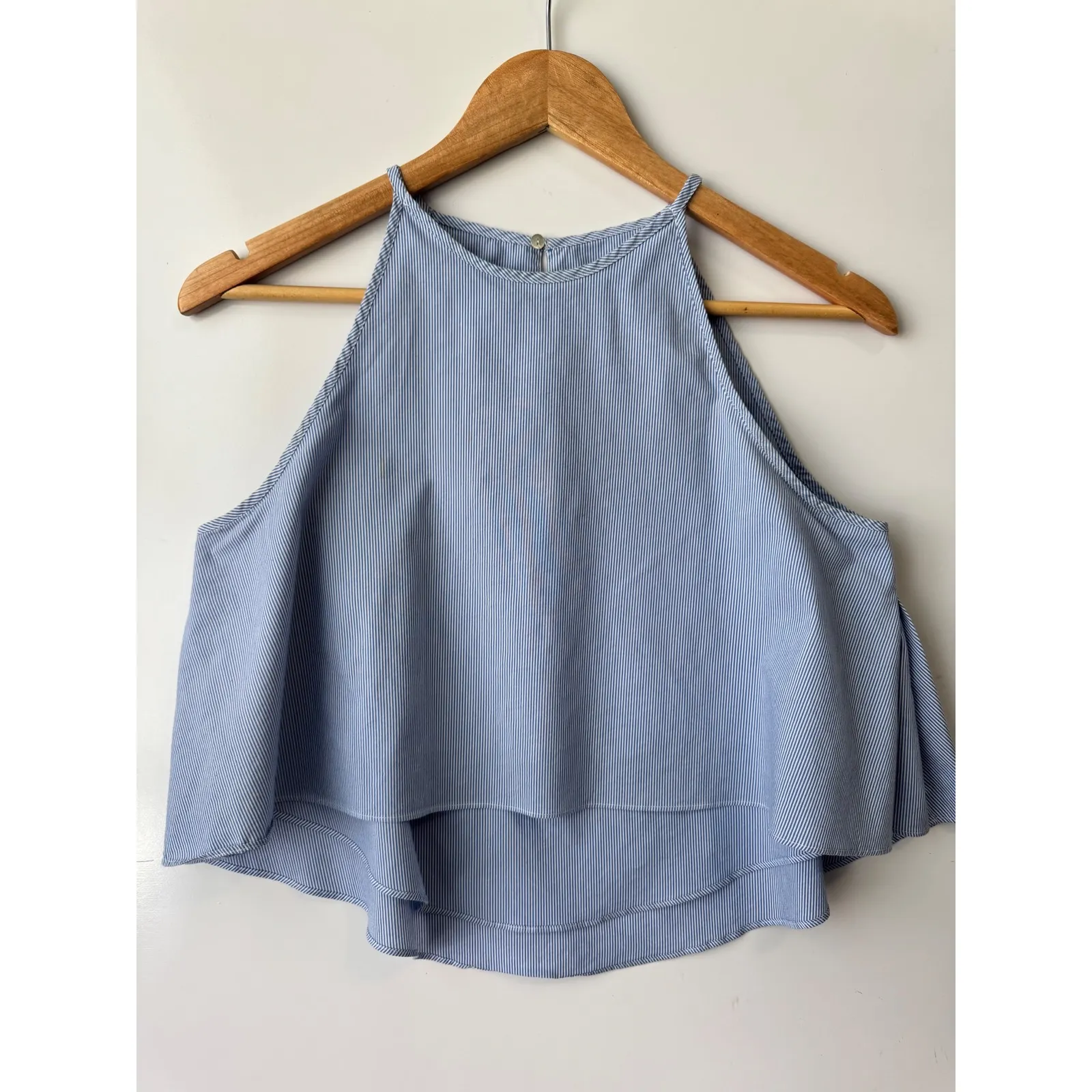 Zara Basic Striped Halter Top Sleeveless Layered‎ Blue White Size S - Image 2