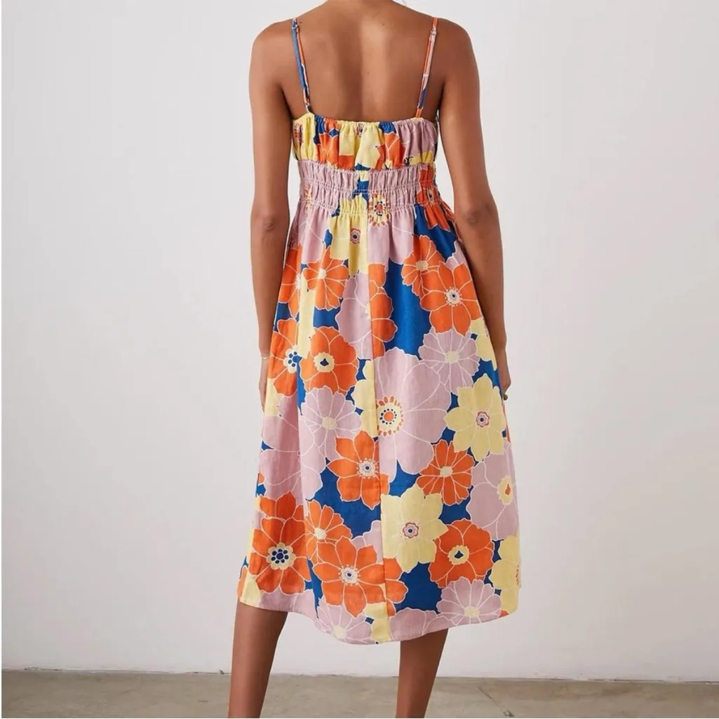 RAILS Octavia linen midi Dress Flower Power sun dress sz S - Image 2