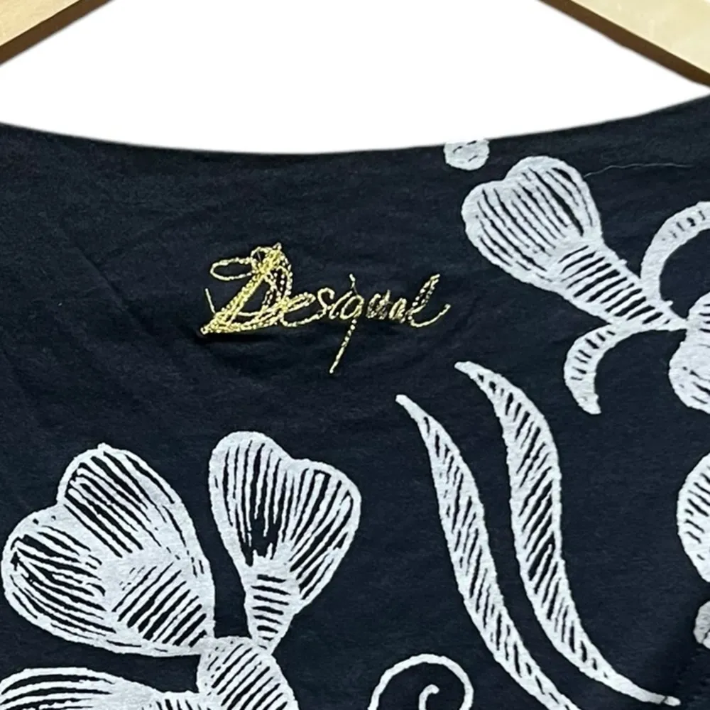 Desigual Butterfly Embellished Floral Faux Wrap Sleeveless Top - Image 5