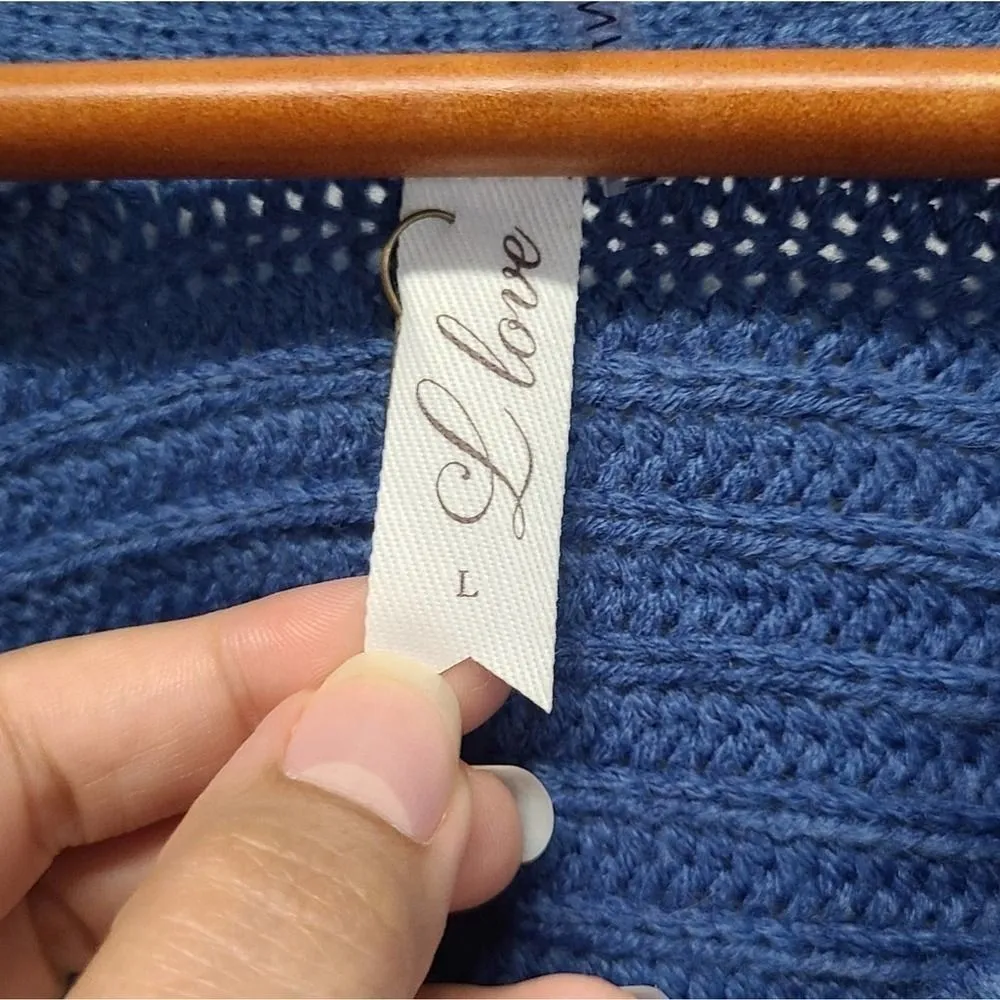 L. Love Oversized Sweater Womens Size Large Blue V Neck Button Up Cardigan NWT - Image 8