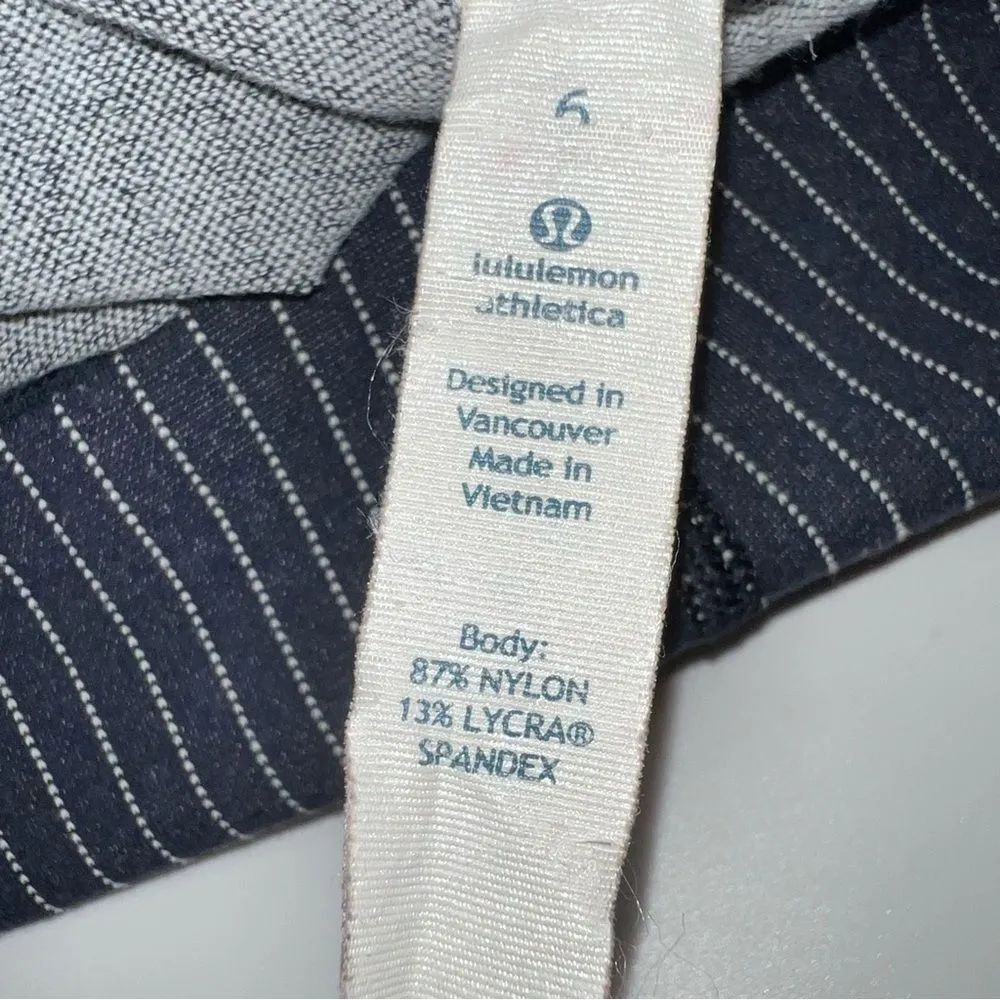 Lululemon Gather & Crow Crop in Inkwell with White Pinstriped Leggings - Size 6 - Image 9