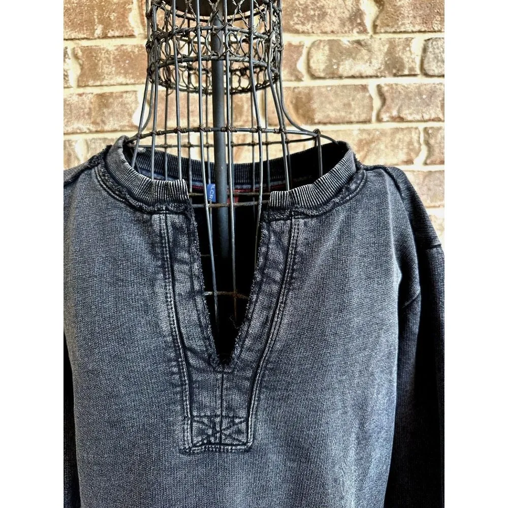 Anthropologie Pilcro Split Back Terry Top XS Extra Small Black Tunic Dis… - Image 3