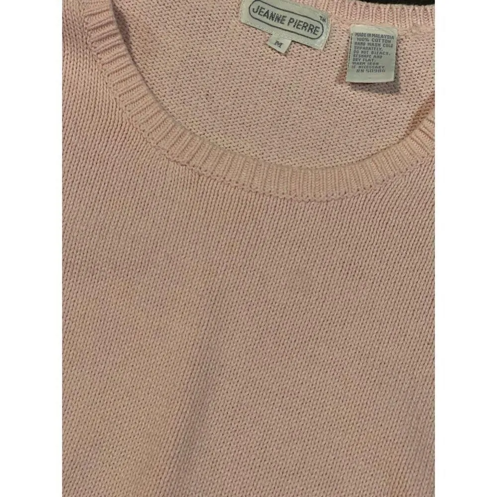 Jean Pierre Elegant Blush Pink Knit Sweater‎ - Cozy Comfort Size M B-119 - Image 3