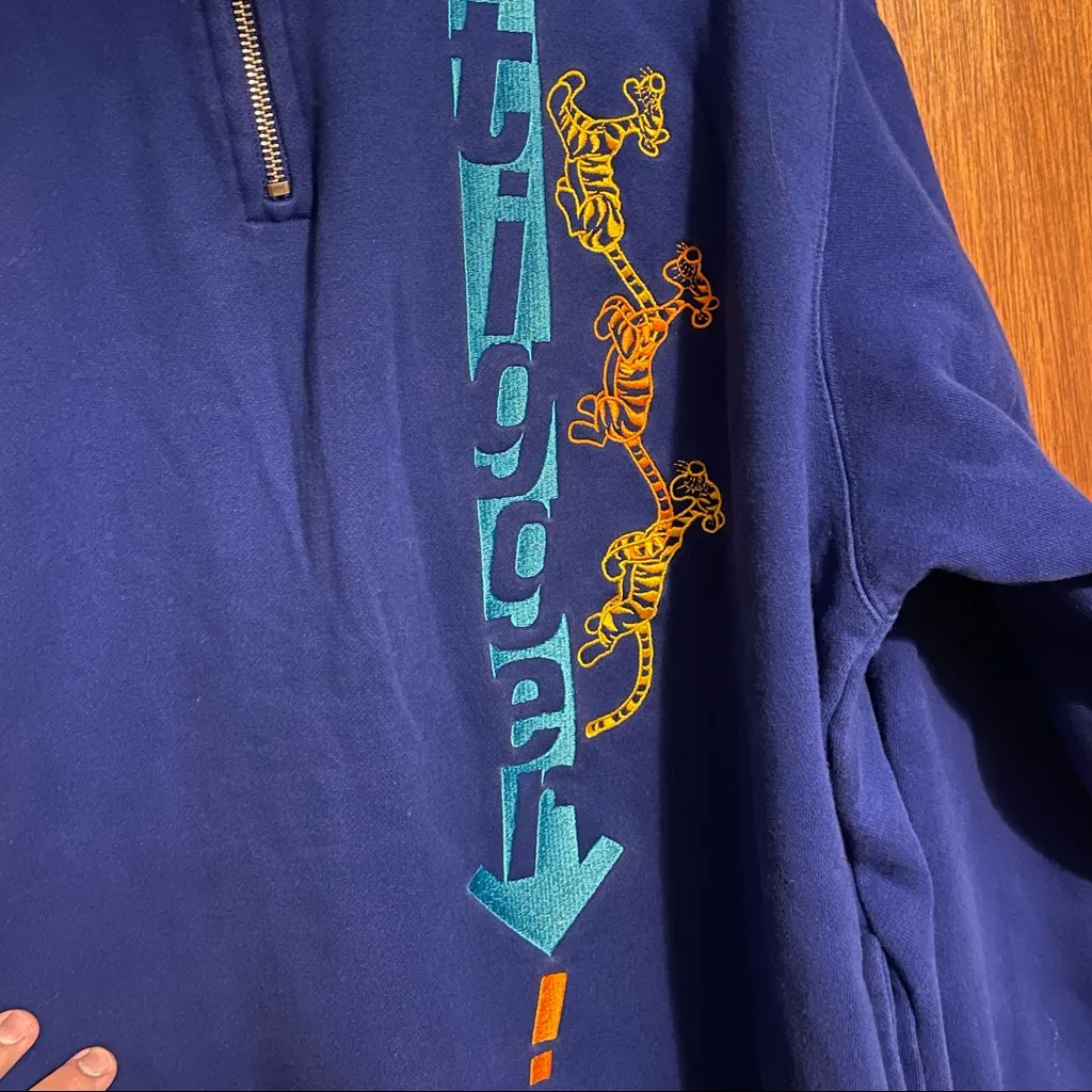 Vintage Disney Store Woman’s Quarter Zip Pullover Deep Blue Size Large - Image 3