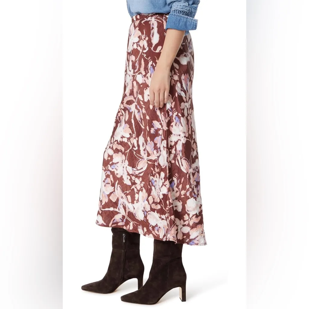 NEW Sam Edelman Gracie Pull on Midi Skirt Bitter Chocolate Brush Stroke L $89 - Image 5