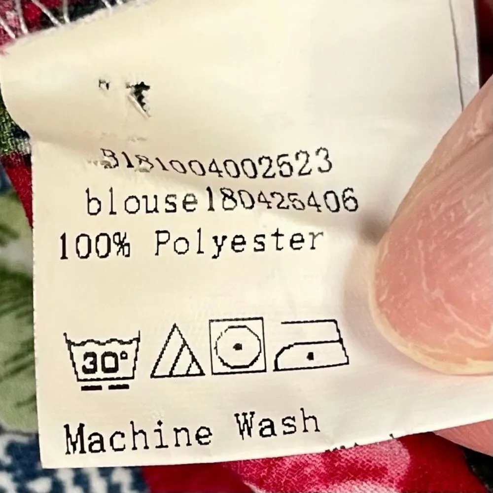 Jeuvre Floral Ruffle Plaid Mock Turtleneck Long Sleeve Blouse Medium Black - Image 11