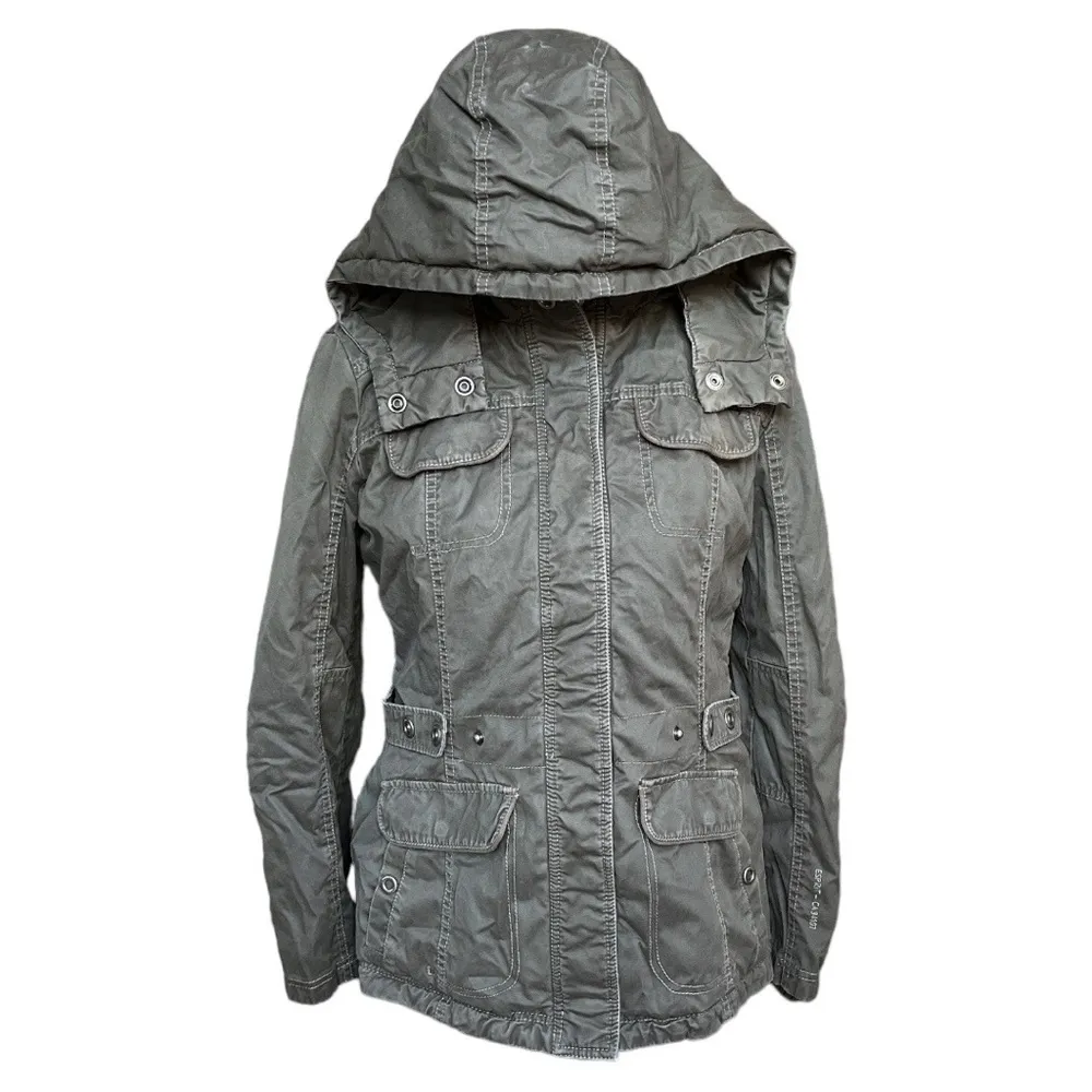 Espirit Hooded Military Style Jacket Dark Gray Size 8 - Image 6