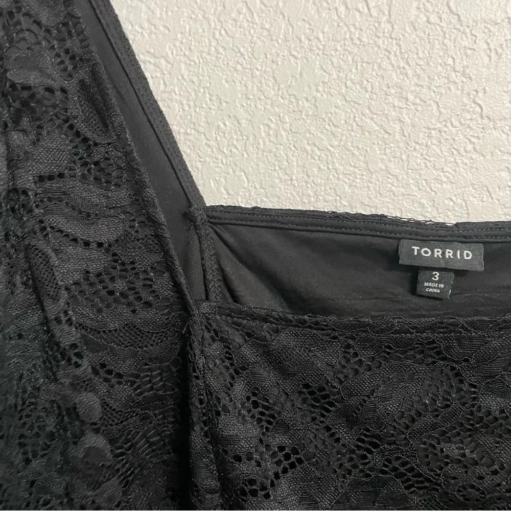 Torrid Womens Shirt Blouse Black Floral Lace Long Sleeve Plus Size 3X - Image 7