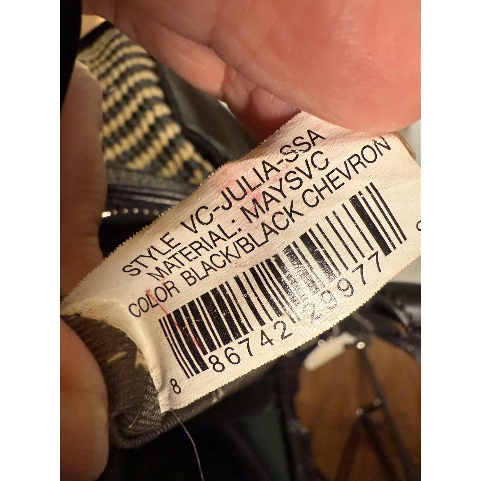 Vince Camuto Satchel Bag Womens Black Chevron Julia purse May Leather Purse Tote - Image 8