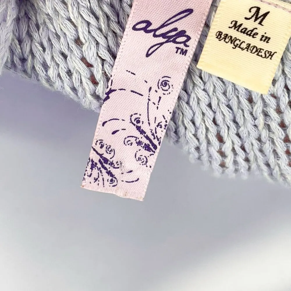 2/$30 Alya Slouchy Relaxed Cold Shoulder Long Sleeve Boho Knit Sweater Top Blue - Image 8