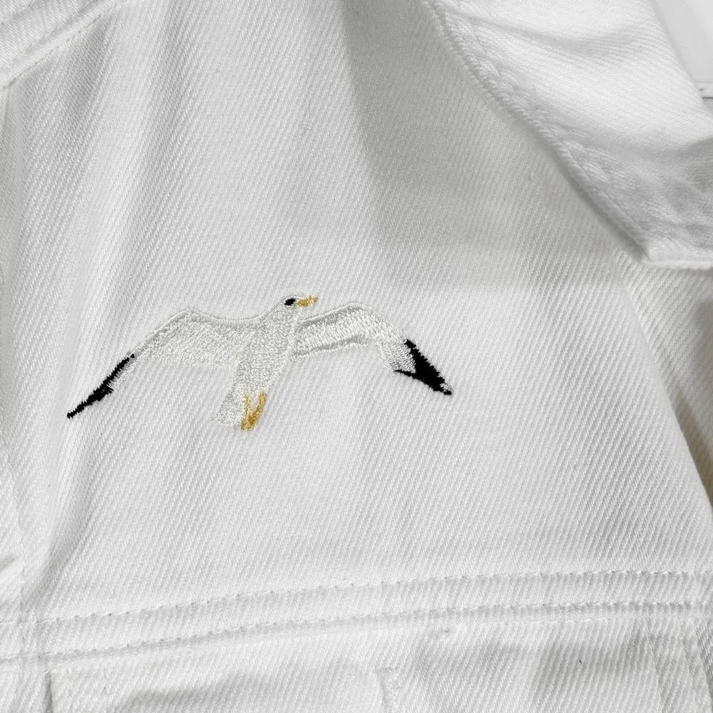 Taylor Swift 1989 Embroidered Jean Jacket White Denim Size Small Blank NYC 1348 - Image 3