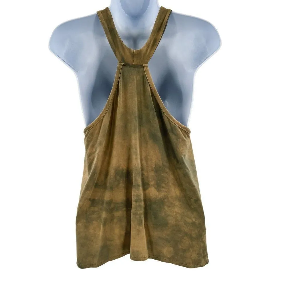 5 Two 3 Tie Dye Halter Tank Army Green Sleeveless - Image 4