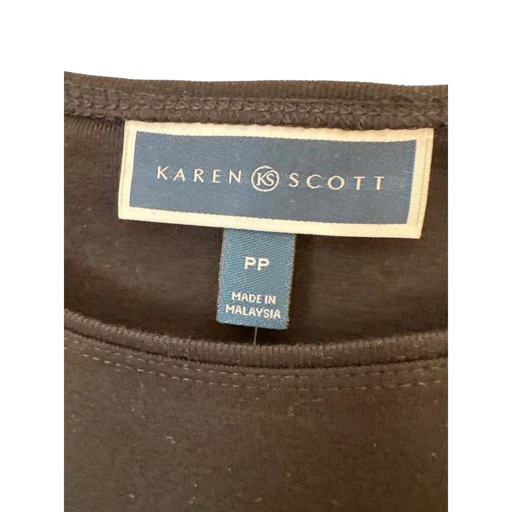 Karen Scott Size PP Black 3/4 Sleeve Shirt Embellished Bicycle & Surfboard - Image 7